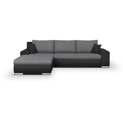 Converteerbare en omkeerbare hoekbank 5 plaatsen Indisch - lichtgrijs en antracietstof - Daza-living