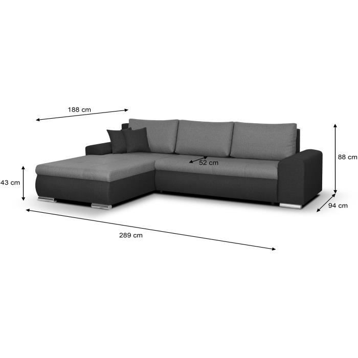 Converteerbare en omkeerbare hoekbank 5 plaatsen Indisch - lichtgrijs en antracietstof - Daza-living