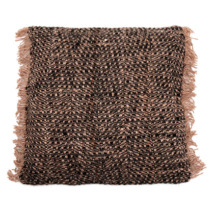 De Oh My Gee kussenhoes Zwart Koper, 60x60 cm, gevlochten textuur met koperfranje