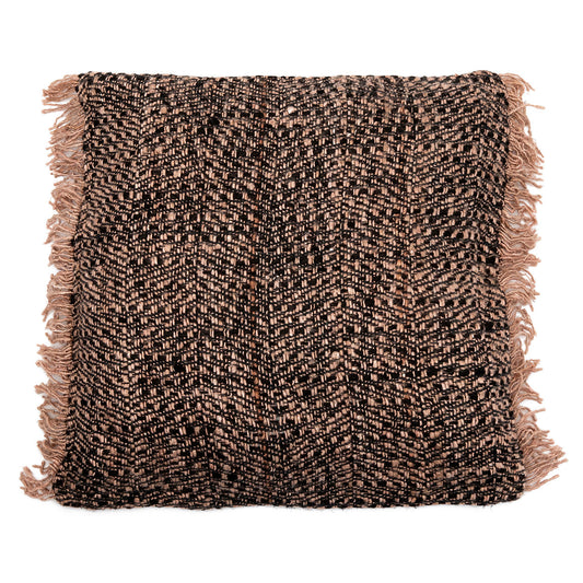 De Oh My Gee kussenhoes Zwart Koper, 60x60 cm, gevlochten textuur met koperfranje