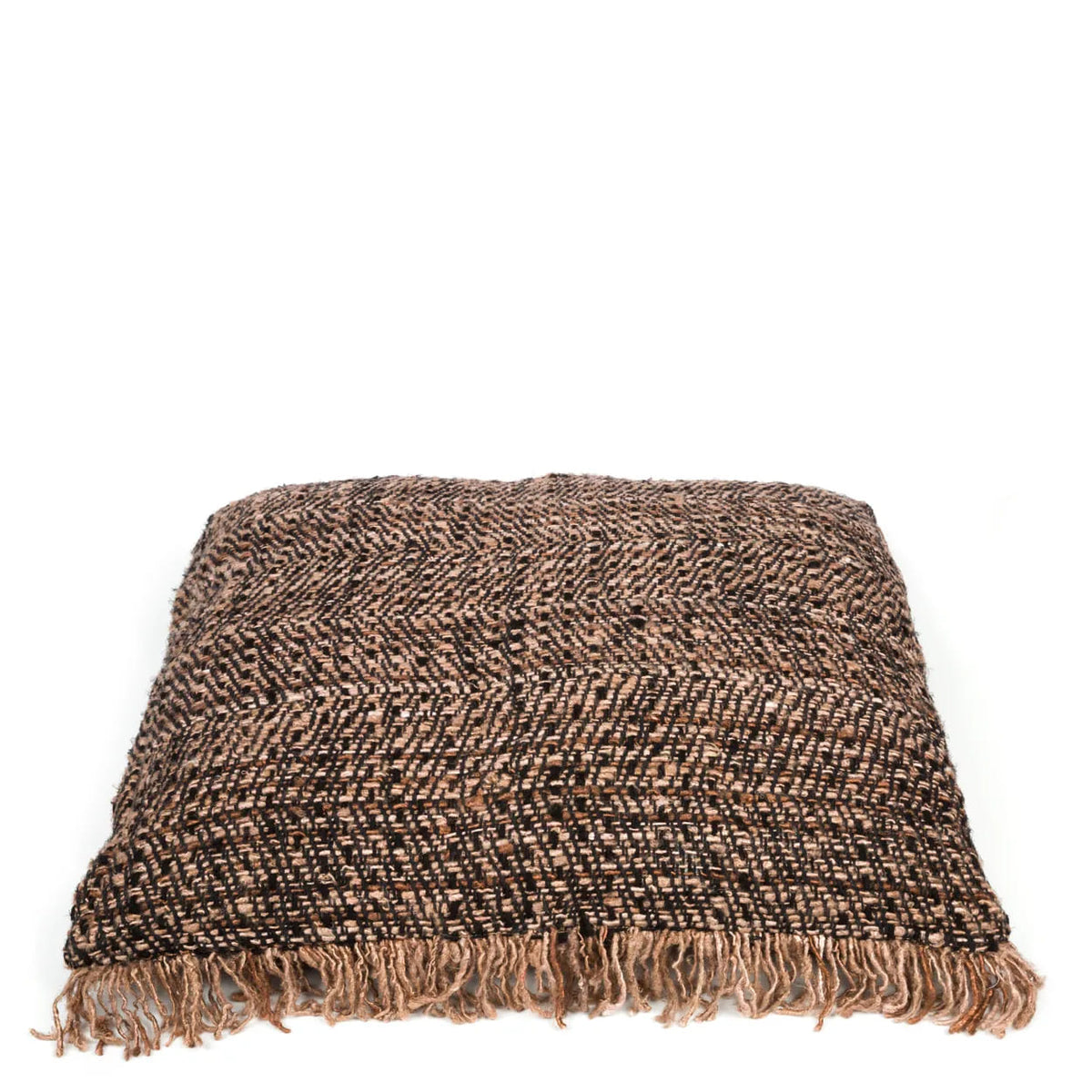 Kussenhoes De Oh My Gee Zwart Koper, 60x60 cm, Bazar Bizar, geweven met franjes