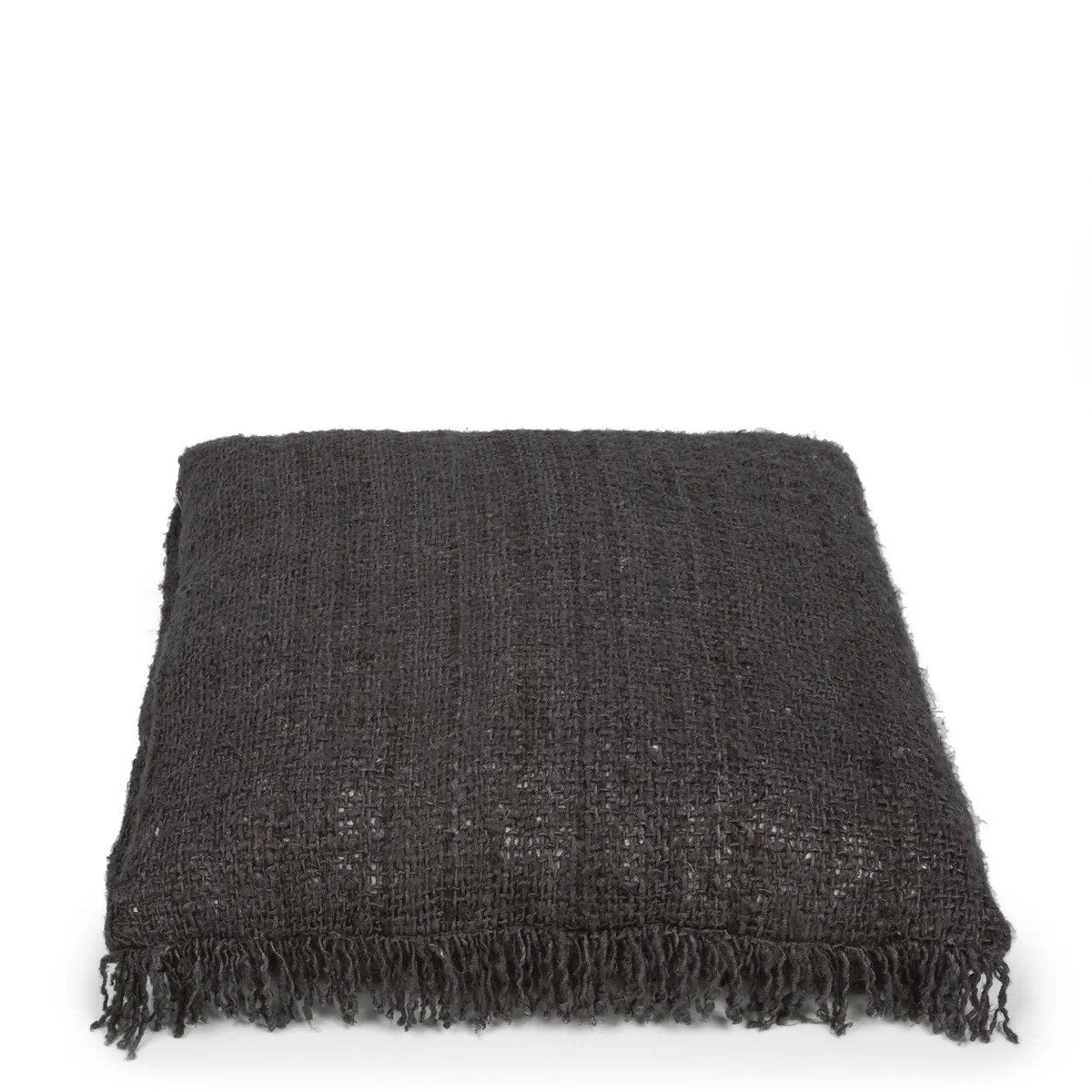 De Oh My Gee kussenhoes 60x60 cm in zwart marine, gebreide textuur met franjes — Bazar Bizar