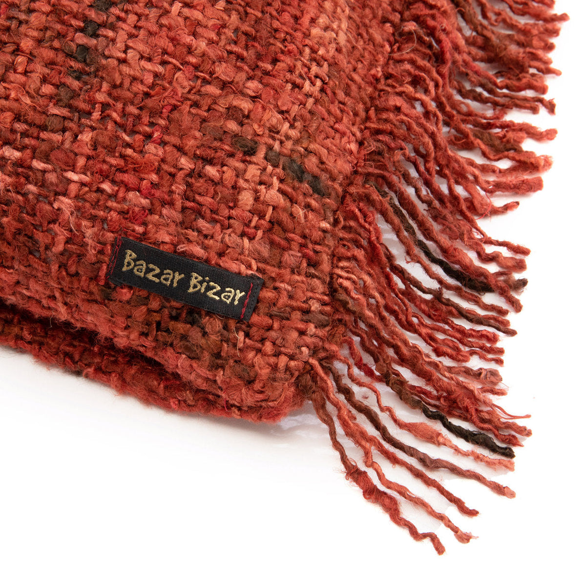 De Oh My Gee kussenhoes in kersenrood, 40x40 cm, with fringed edges by Bazar Bizar