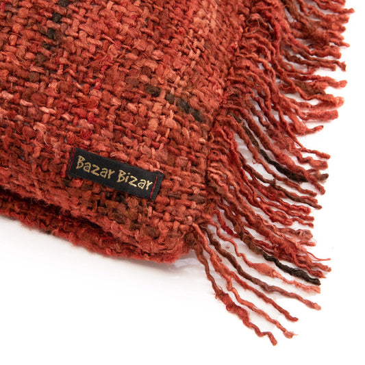 De Oh My Gee kussenhoes in kersenrood, 40x40 cm, with fringed edges by Bazar Bizar