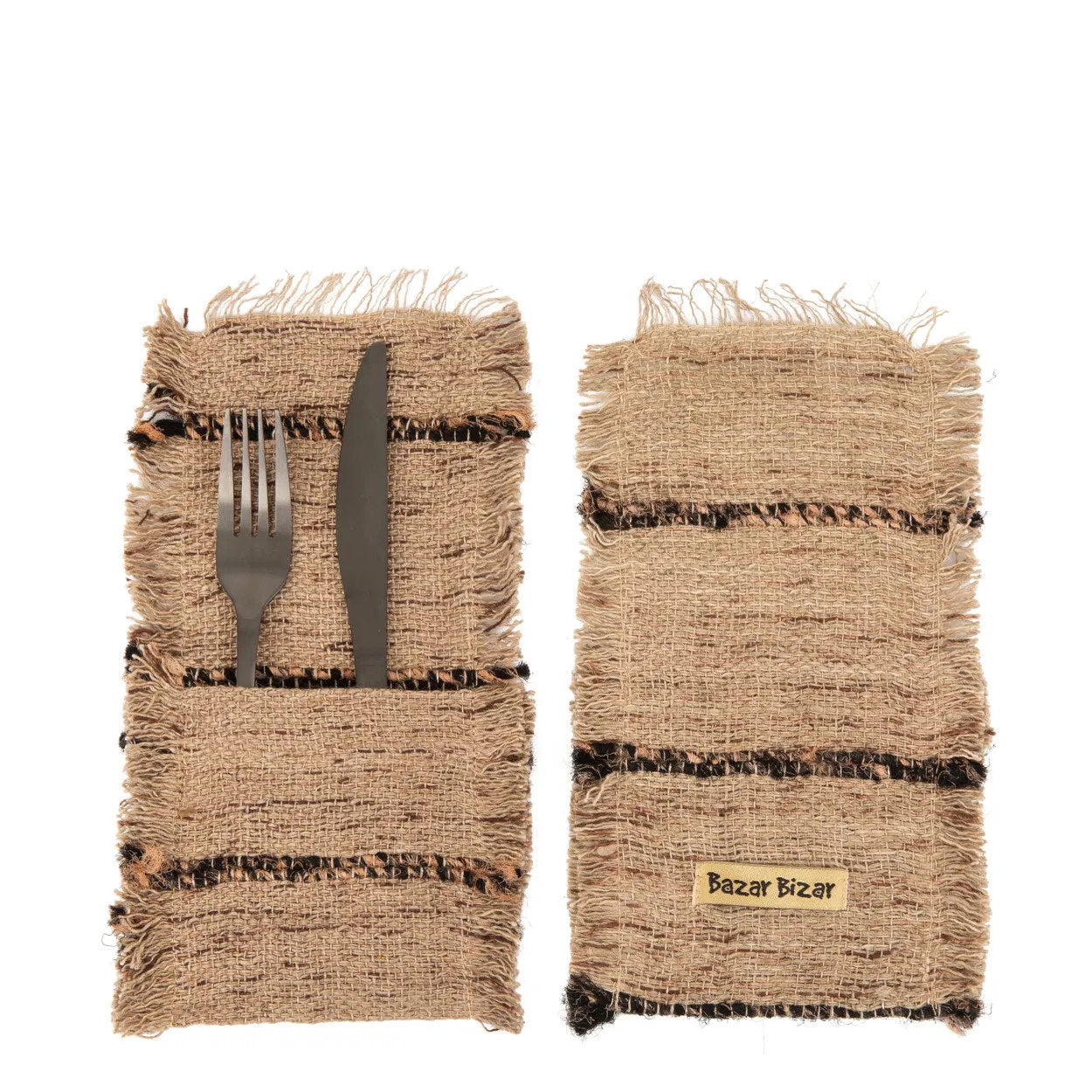 Bazar Bizar De Oh My Gee Bestekhouder - Beige Zwart - Set van 4 - Home & Garden > Kitchen & Dining > Food & Beverage Carriers > Drink Sleeves > Cup Sleeves