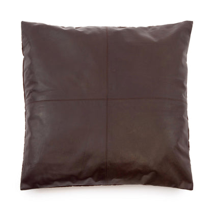 De Vier Panelen Leren Kussenhoes - Choco - 60x60