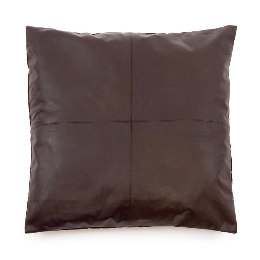 De Vier Panelen Leren Kussenhoes - Choco - 60x60