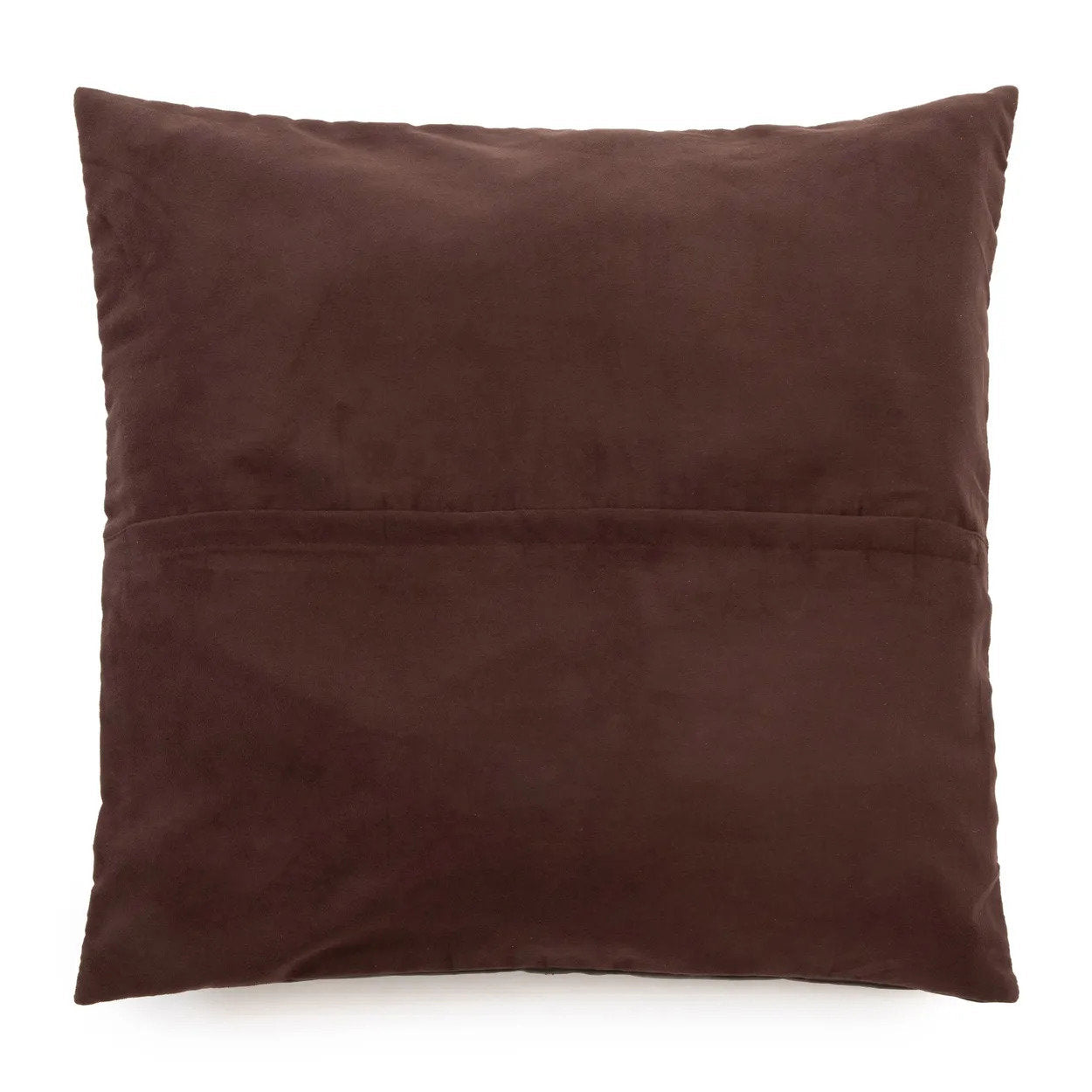 De Vier Panelen Leren Kussenhoes - Choco - 60x60