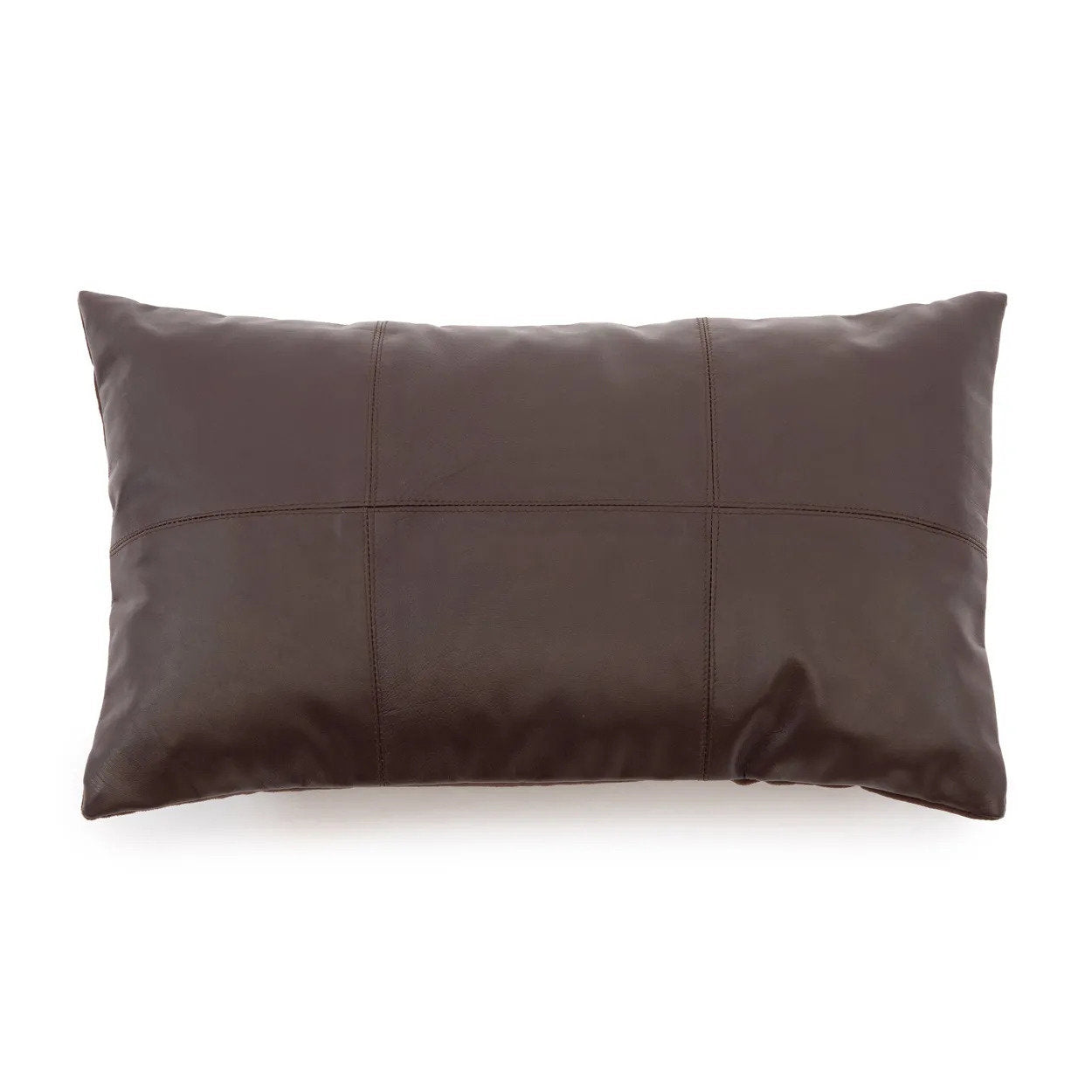 Bazar Bizar De Zes Panelen Leren Kussenhoes - Choco - 30x50 - Home & Garden > Decor > Throw Pillows