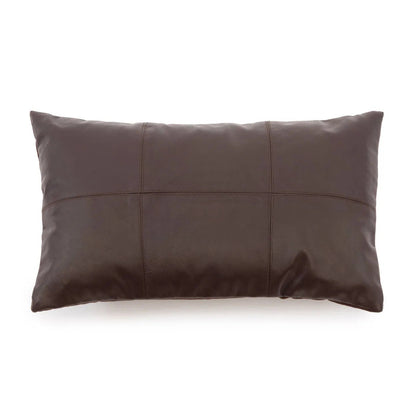 Bazar Bizar De Zes Panelen Leren Kussenhoes - Choco - 30x50 - Home & Garden > Decor > Throw Pillows