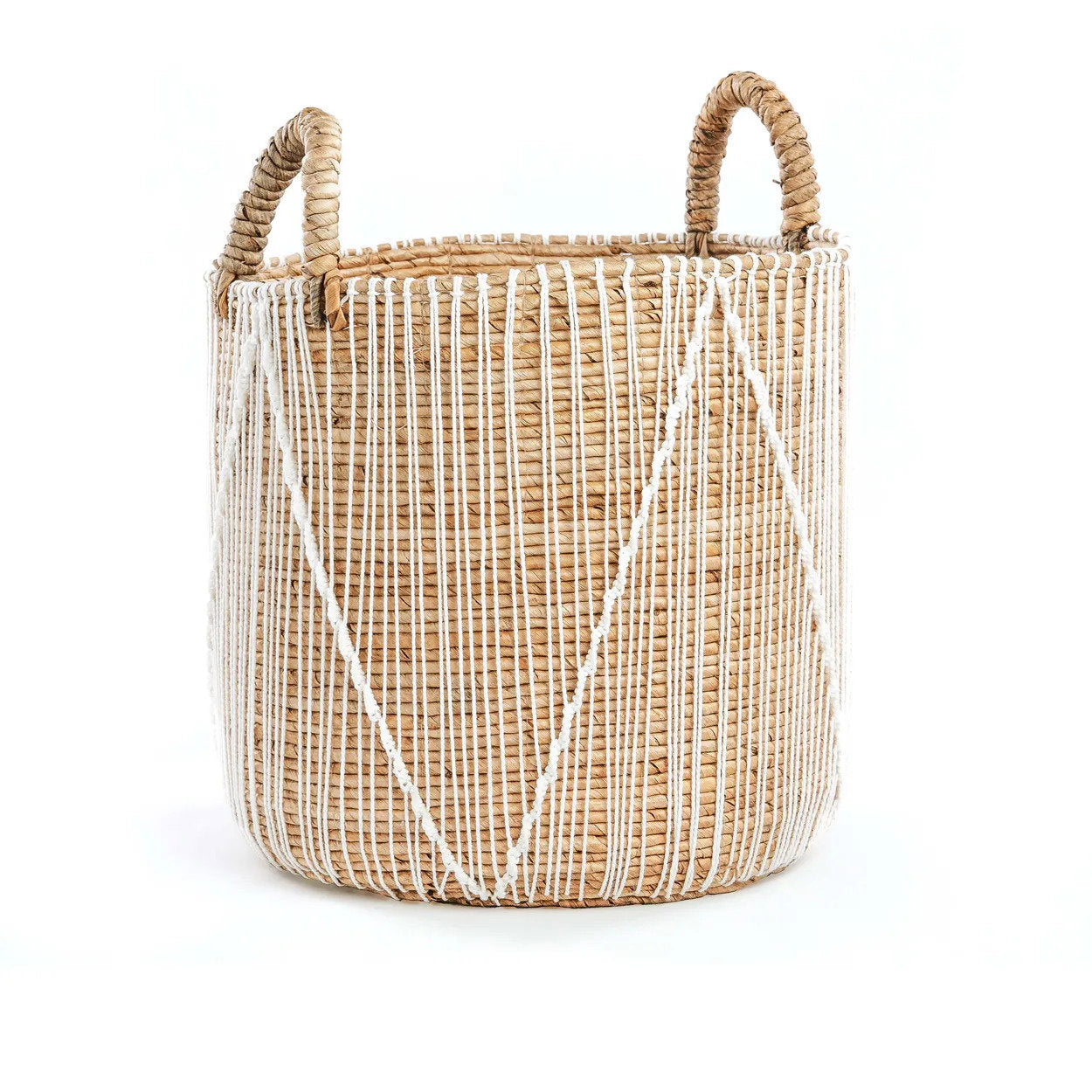 Bazar Bizar De Rechte Gestikte Macramé Mand - M - Home & Garden > Decor > Baskets