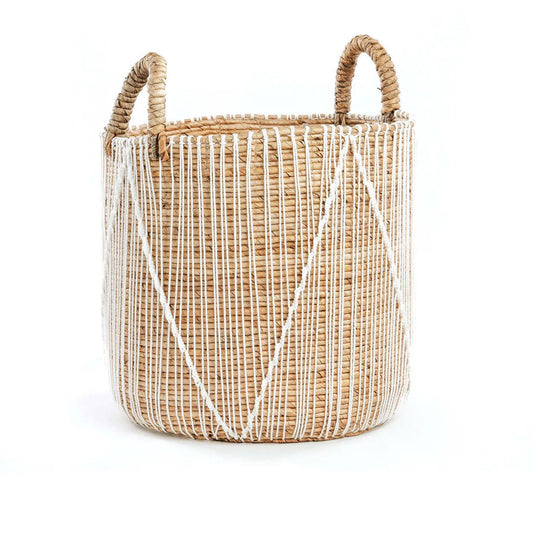 Bazar Bizar De Rechte Gestikte Macramé Mand - M - Home & Garden > Decor > Baskets