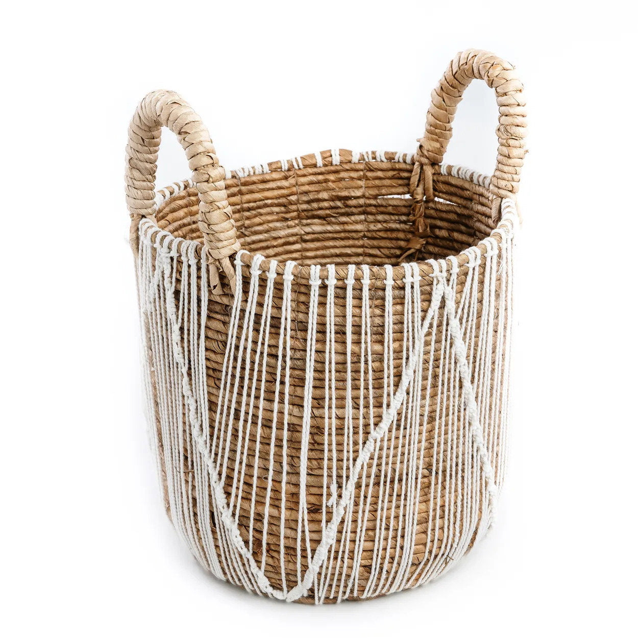 Bazar Bizar De Rechte Gestikte Macramé Mand - M - Home & Garden > Decor > Baskets