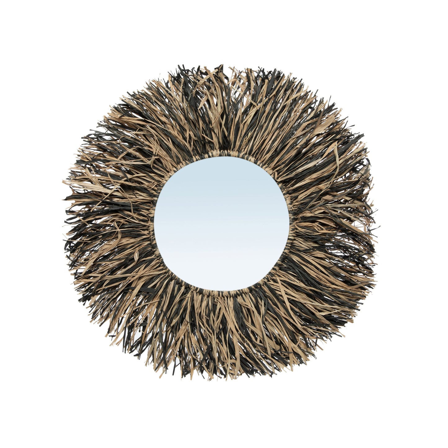 Bazar Bizar De Raffia Fringe Spiegel - Naturel Zwart - S - Home & Garden > Decor > Mirrors