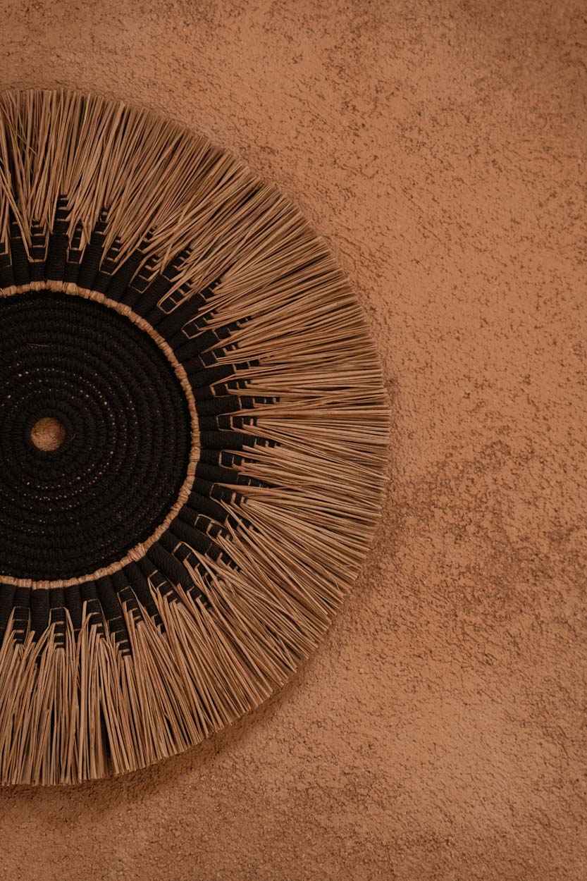 De Raffia Macramé Muurdecoratie - Zwart/Naturel
