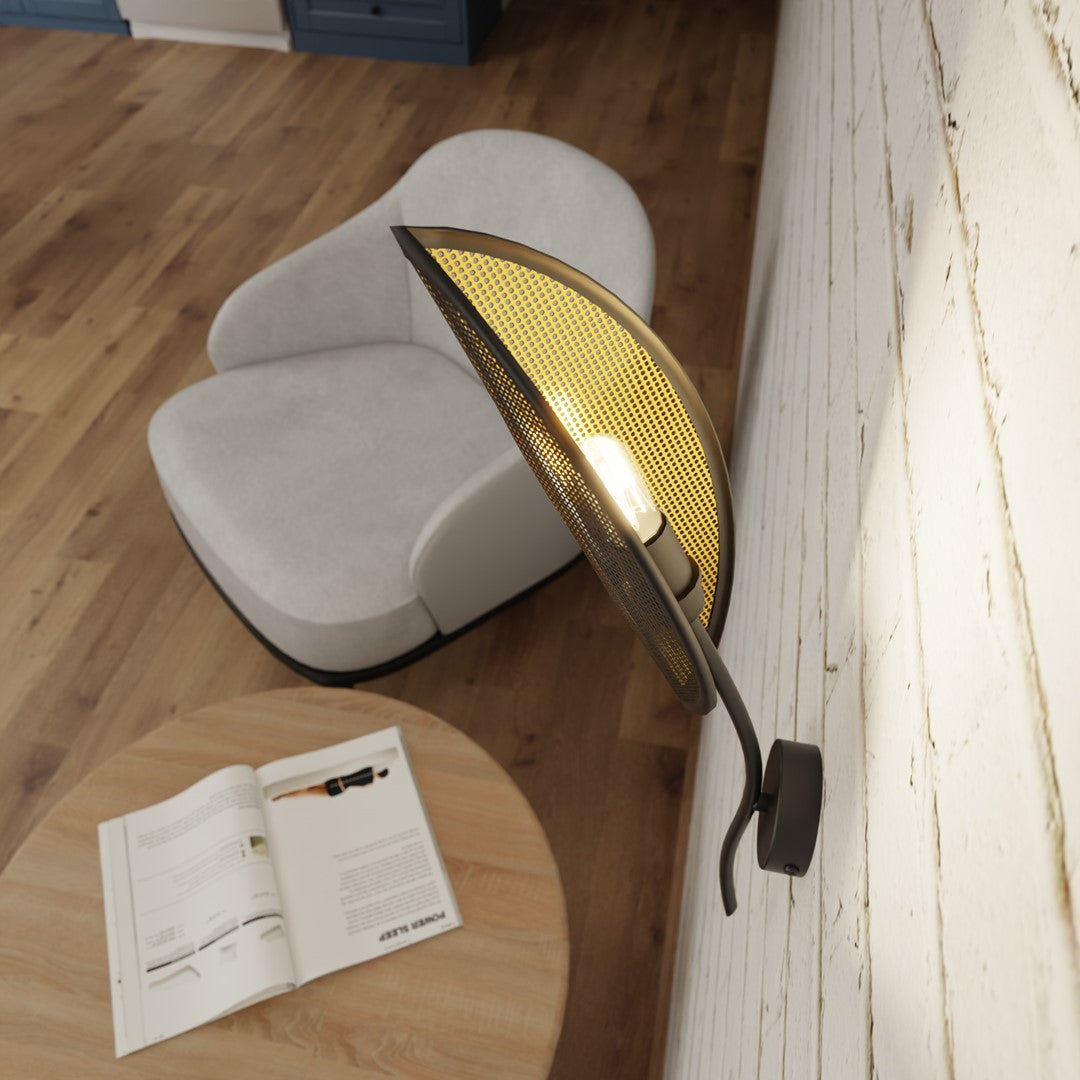 LOTUS K1 WANDLAMP ZWART/GOUD Droppery