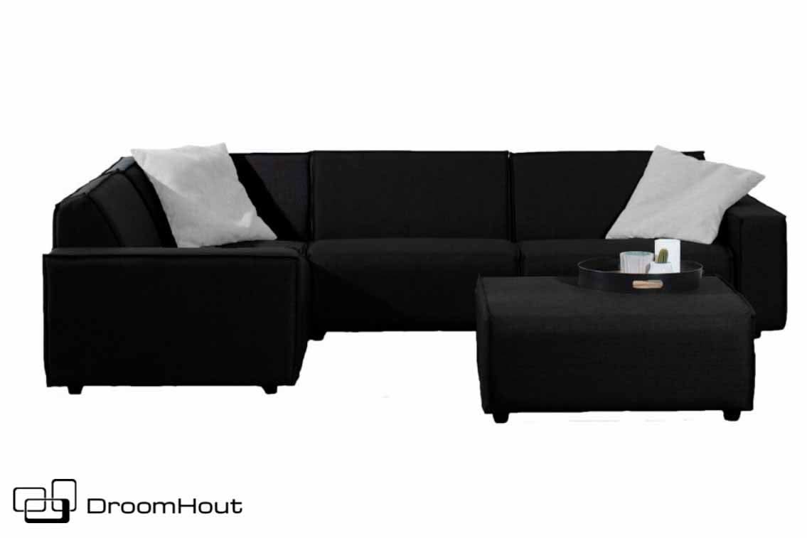 Icon loungeset Bubalou 6-zits hoek + hocker wicked black (uni) wicked black (uni) Loungebank DroomHout