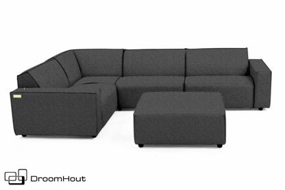 Icon loungeset Bubalou 6-zits hoek + hocker antrathacite (deluxe) antrathacite (deluxe) Loungebank DroomHout