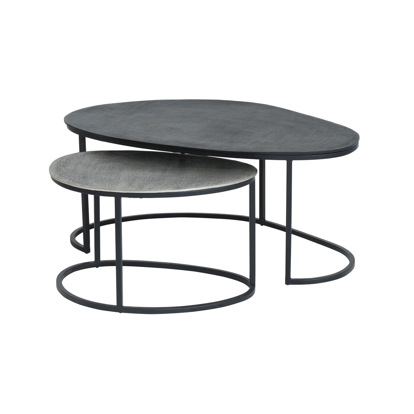 MySons Napa salontafel, set van 2, Zwart / Zilver antiek -