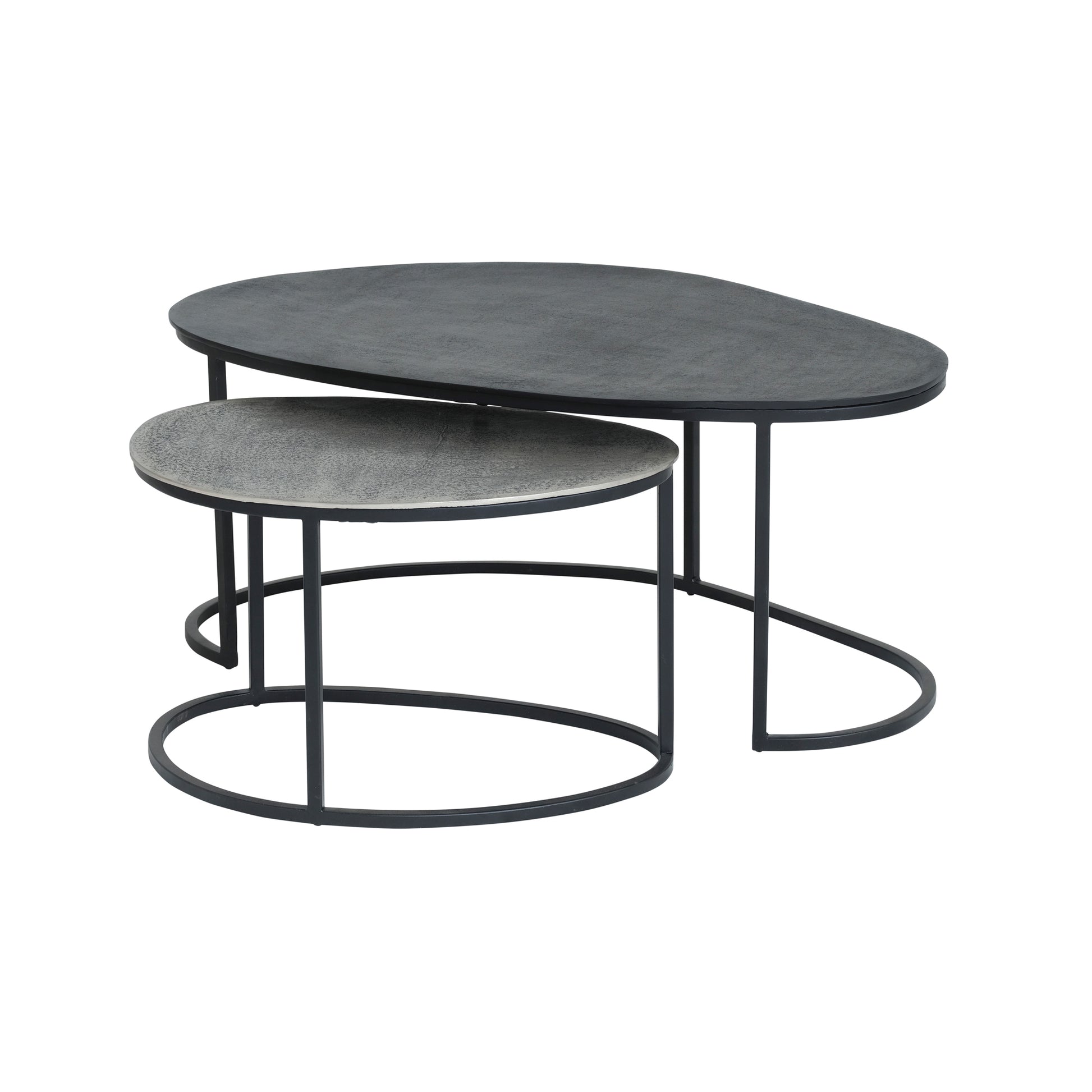 MySons Napa salontafel, set van 2, Zwart / Zilver antiek -