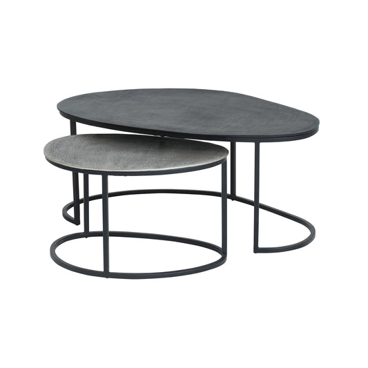 MySons Napa salontafel, set van 2, Zwart / Zilver antiek -