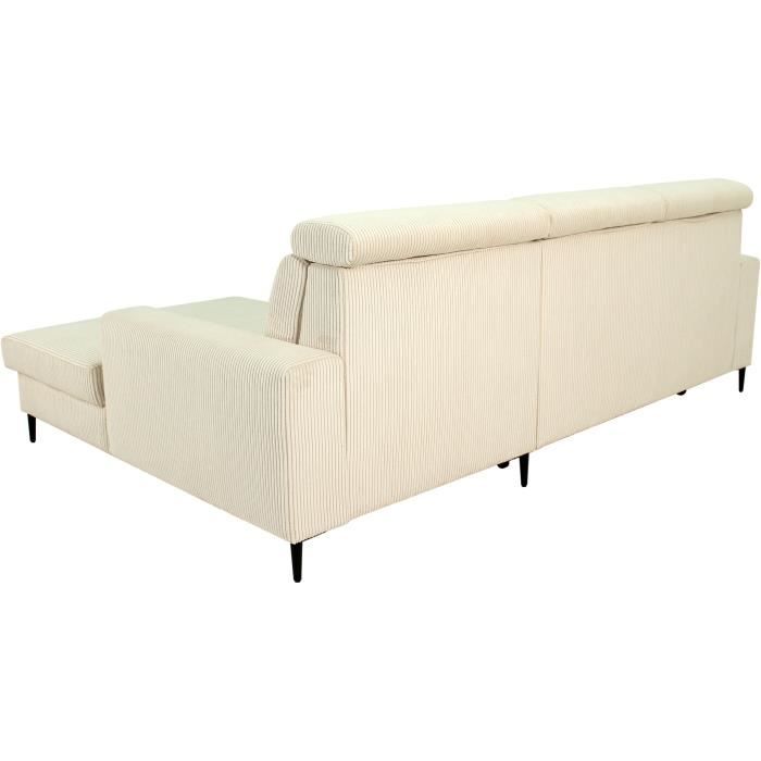 NIZZA Hoekbank met 4 zitplaatsen  - Beige ribfluweel - Opbergruimte - 250 x 166 x 92/104 cm - Daza-living