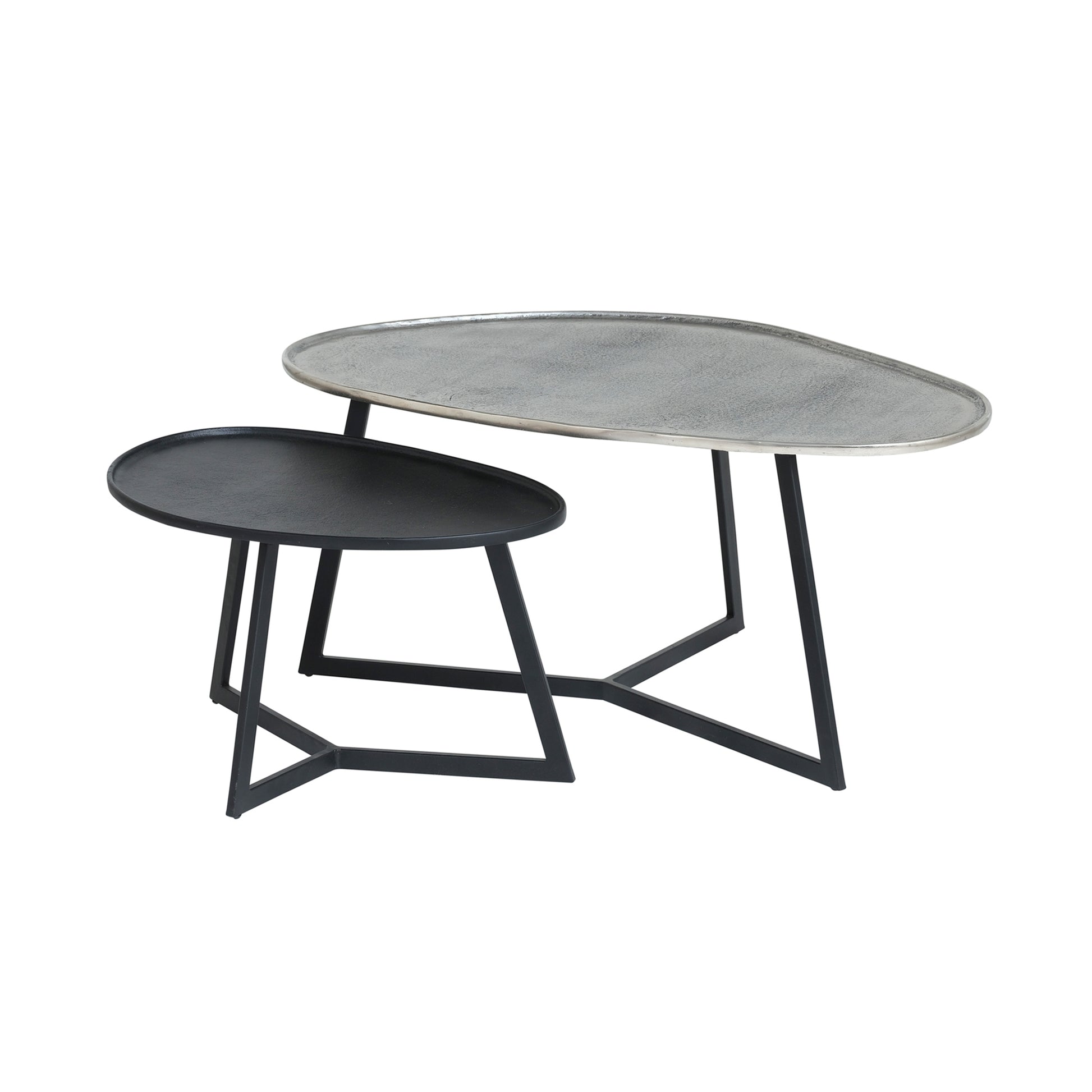 MySons Novato salontafel, set van 2, Zilver antiek / Zwart -