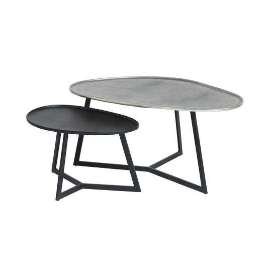 MySons Novato salontafel, set van 2, Zilver antiek / Zwart -