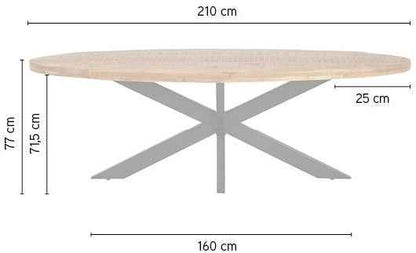 Eetkamertafel Peru ovaal 210