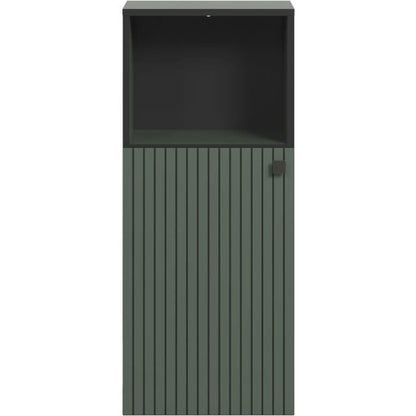 Badkameropbergruimte -PUUR GENOT | Saliegroen en zwart decor