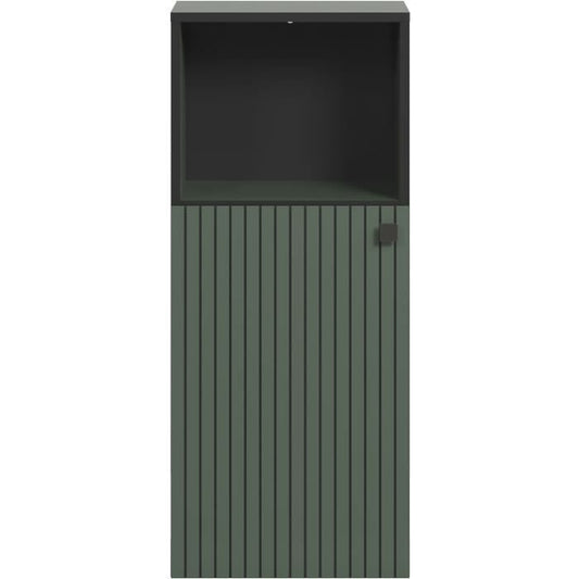 Badkameropbergruimte -PUUR GENOT | Saliegroen en zwart decor