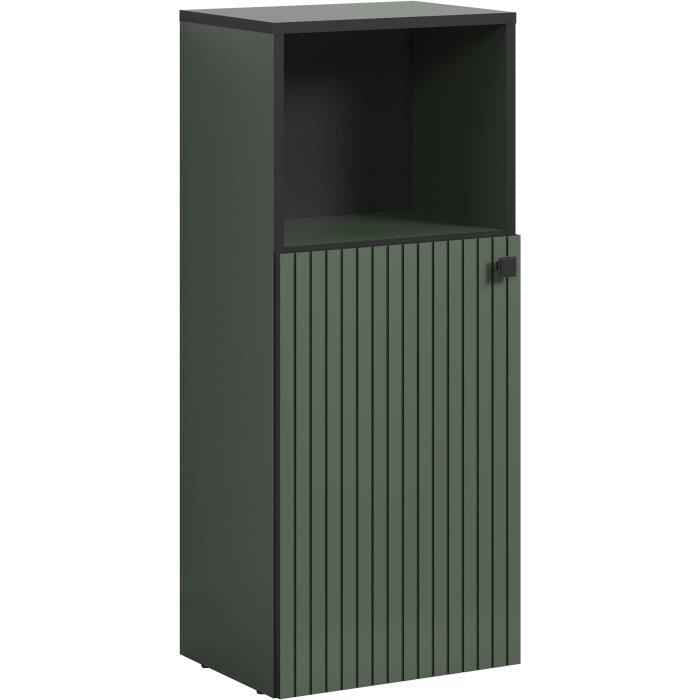 Badkameropbergruimte - Saliegroen en zwart decor - L40 x H95 x D31cm - PUUR GENOT
