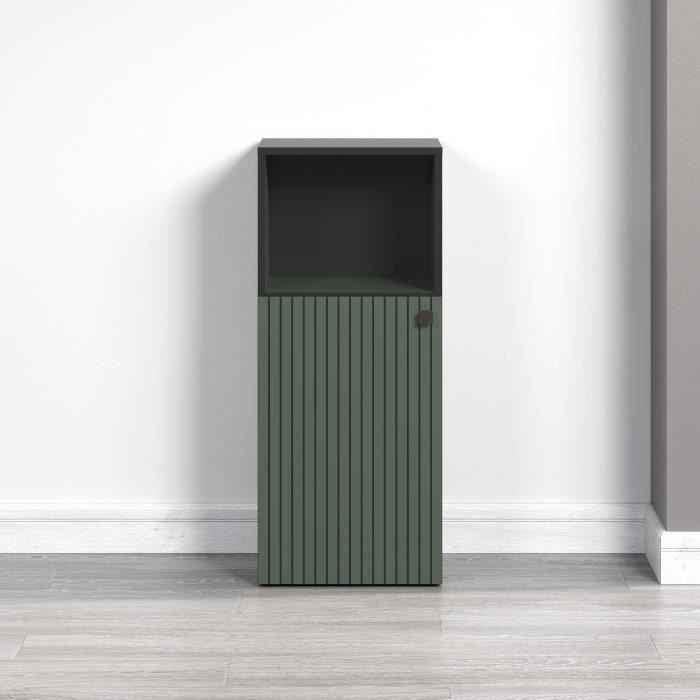 Badkameropbergruimte - Saliegroen en zwart decor - L40 x H95 x D31cm - PUUR GENOT