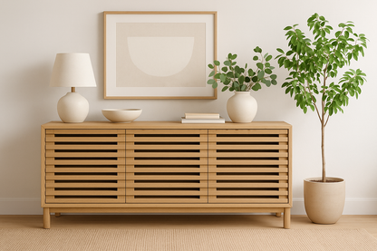 Modus Furniture International Tanner Drievoudige Mediameubel in Flaxen -