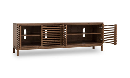 Modus Furniture International Tanner Vierdeurs mediameubel van essenhout in Roux. -