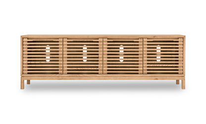 Modus Furniture International Tanner Vierdeurs mediameubel van essenhout in vlasgeel. -