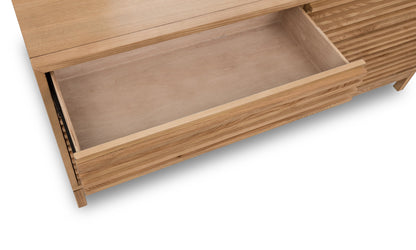 Modus Furniture International Tanner Zes Laden As Houten Dressoir in Vlasachtig -