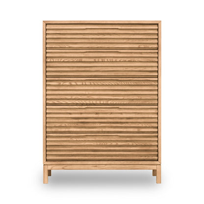 Modus Furniture International Tanner vijfladige kast van essenhout in vlasgeel. -