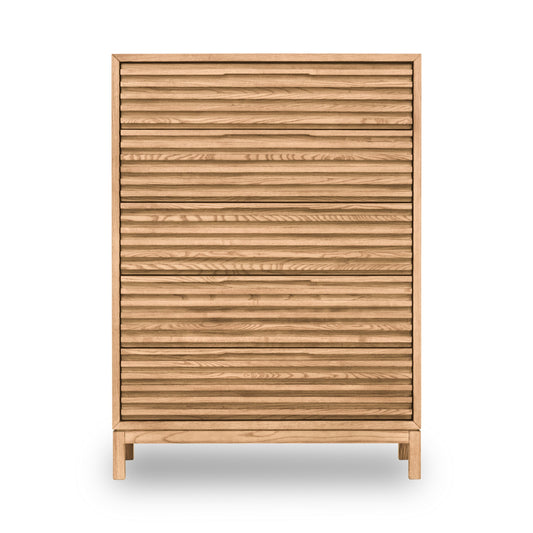 Modus Furniture International Tanner vijfladige kast van essenhout in vlasgeel. -