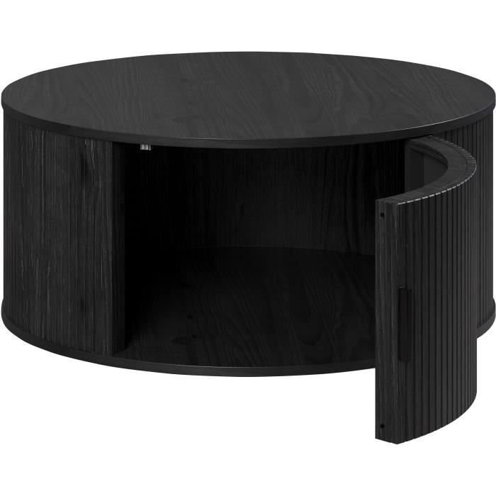 Round Coffee Table - MDF - Black - Essential - Diameter 80 cm - Height 36 cm - RONIN