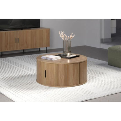 Round Coffee Table - MDF - Oak - Essential - Diameter 80 cm Height 36 cm - RONIN