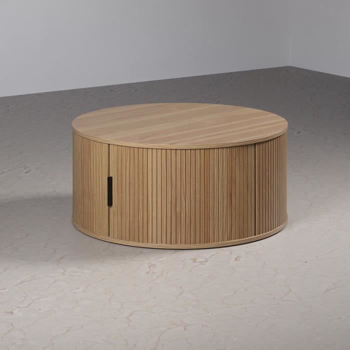 Round Coffee Table - MDF - Oak - Essential - Diameter 80 cm Height 36 cm - RONIN