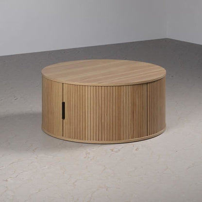 Round Coffee Table - MDF - Oak - Essential - Diameter 80 cm Height 36 cm - RONIN