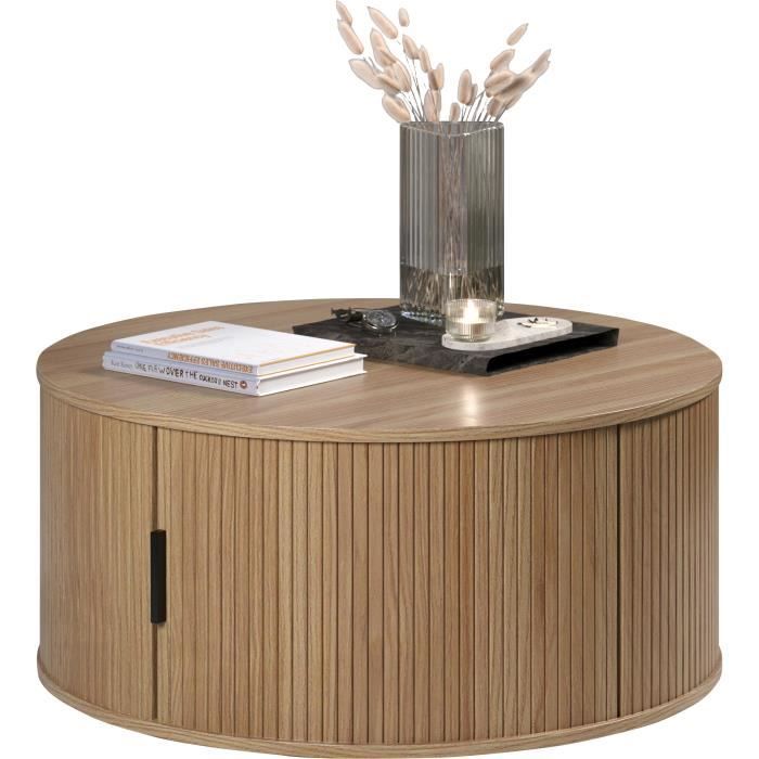 Round Coffee Table - MDF - Oak - Essential - Diameter 80 cm Height 36 cm - RONIN