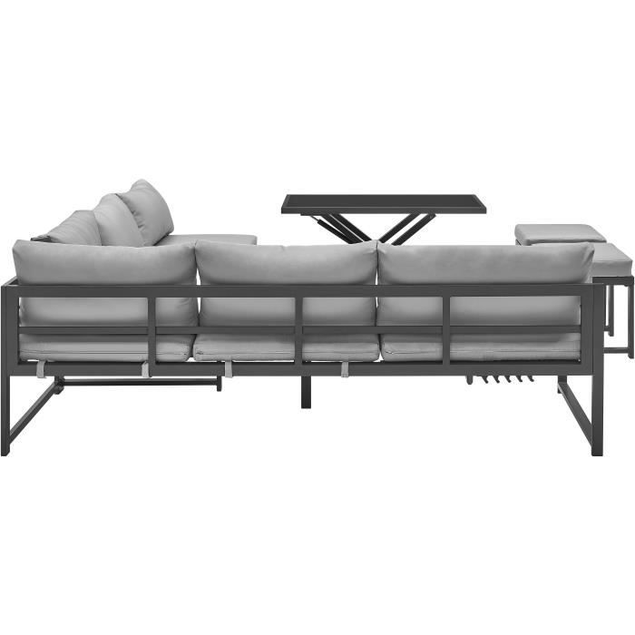 Garden furniture with aluminum frame and cushions - 7 persons - Hipu - Gray