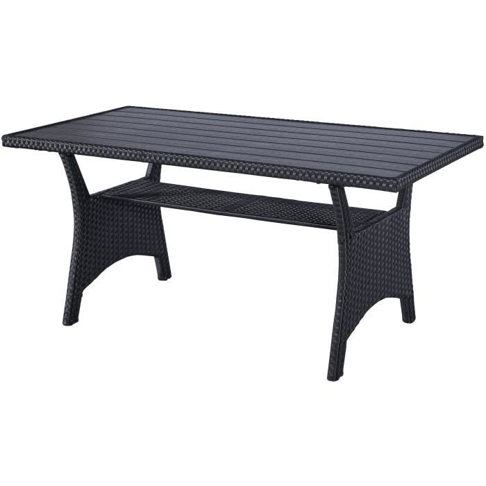 KAPAS garden furniture - 5 persons - Steel and woven resin - Black