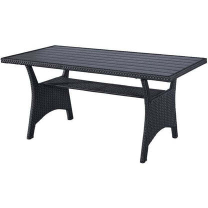 KAPAS garden furniture - 5 persons - Steel and woven resin - Black