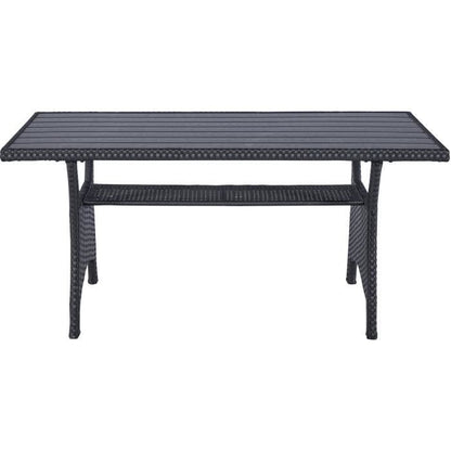 KAPAS garden furniture - 5 persons - Steel and woven resin - Black