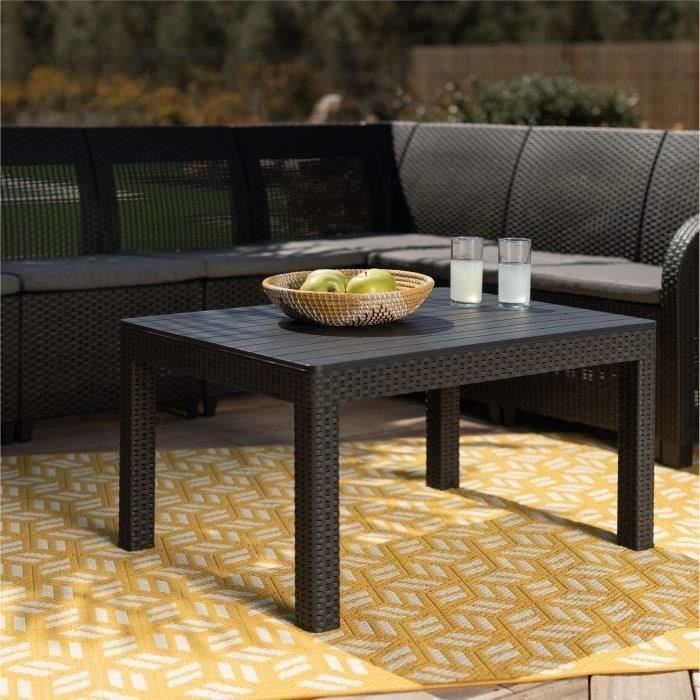 ALLIBERT door KETER - SanRemo 6-seater corner sofa in woven rattan imitation with coffee table - graphite gray