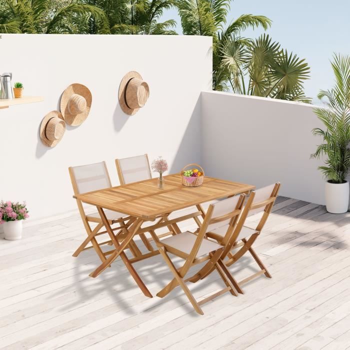 FSC eucalyptus wood garden set - BANGGI - 4 persons